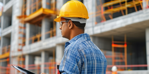 a construction worker checking on the field