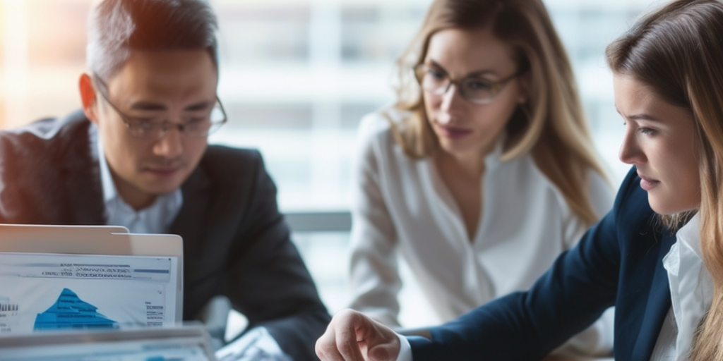 a group of business man and women to discuss a project